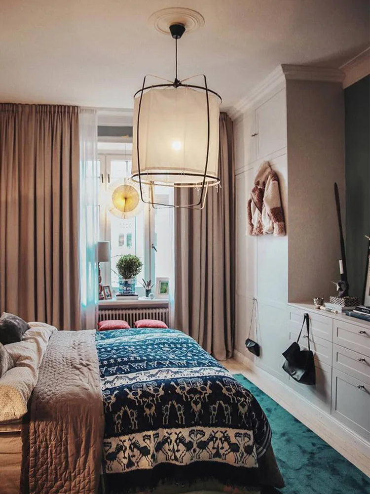 Nordic Cloth Pendant Lamp Modern Minimalist Living Room Bedroom Lighting Dining Room Homestay Loft Wabi-sabi Wind Cloth Lamp
