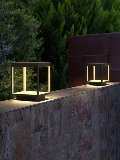 Square Frame Fence Post Outdoor Light