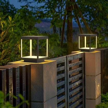 Square Frame Fence Post Outdoor Light