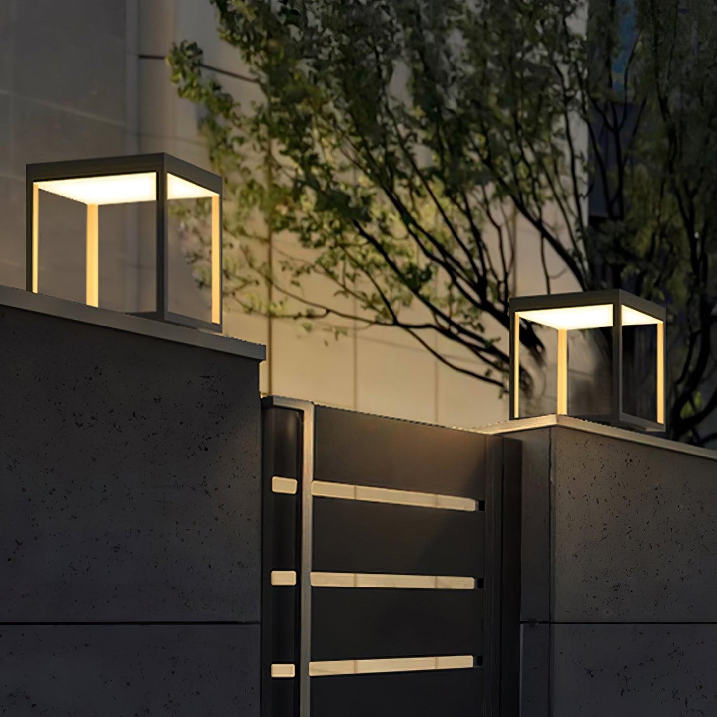 Square Frame Fence Post Outdoor Light