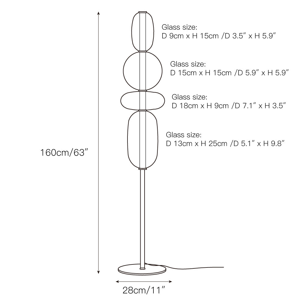 Esmon Glass Pebble Floor Lamp