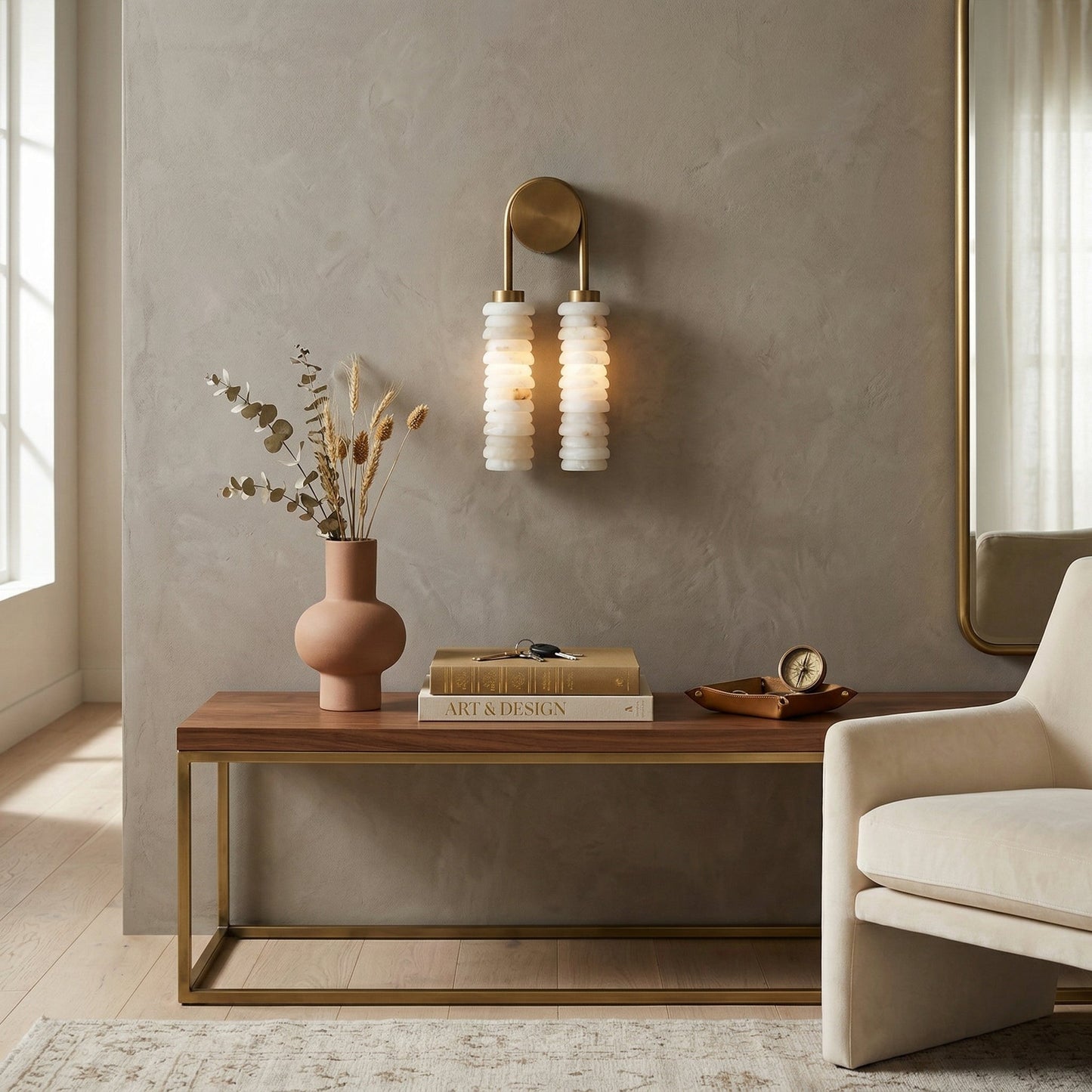 Halden Double Alabaster Wall Lamp