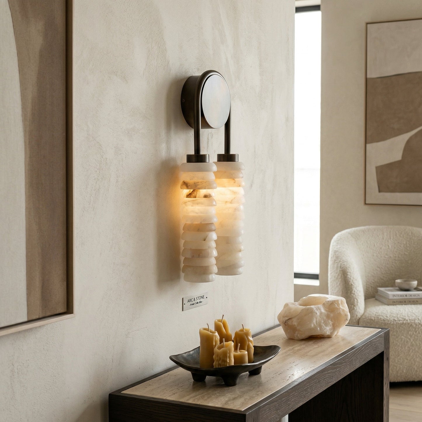 Halden Double Alabaster Wall Lamp