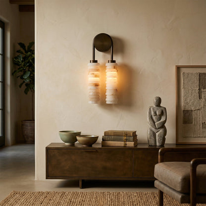 Halden Double Alabaster Wall Lamp