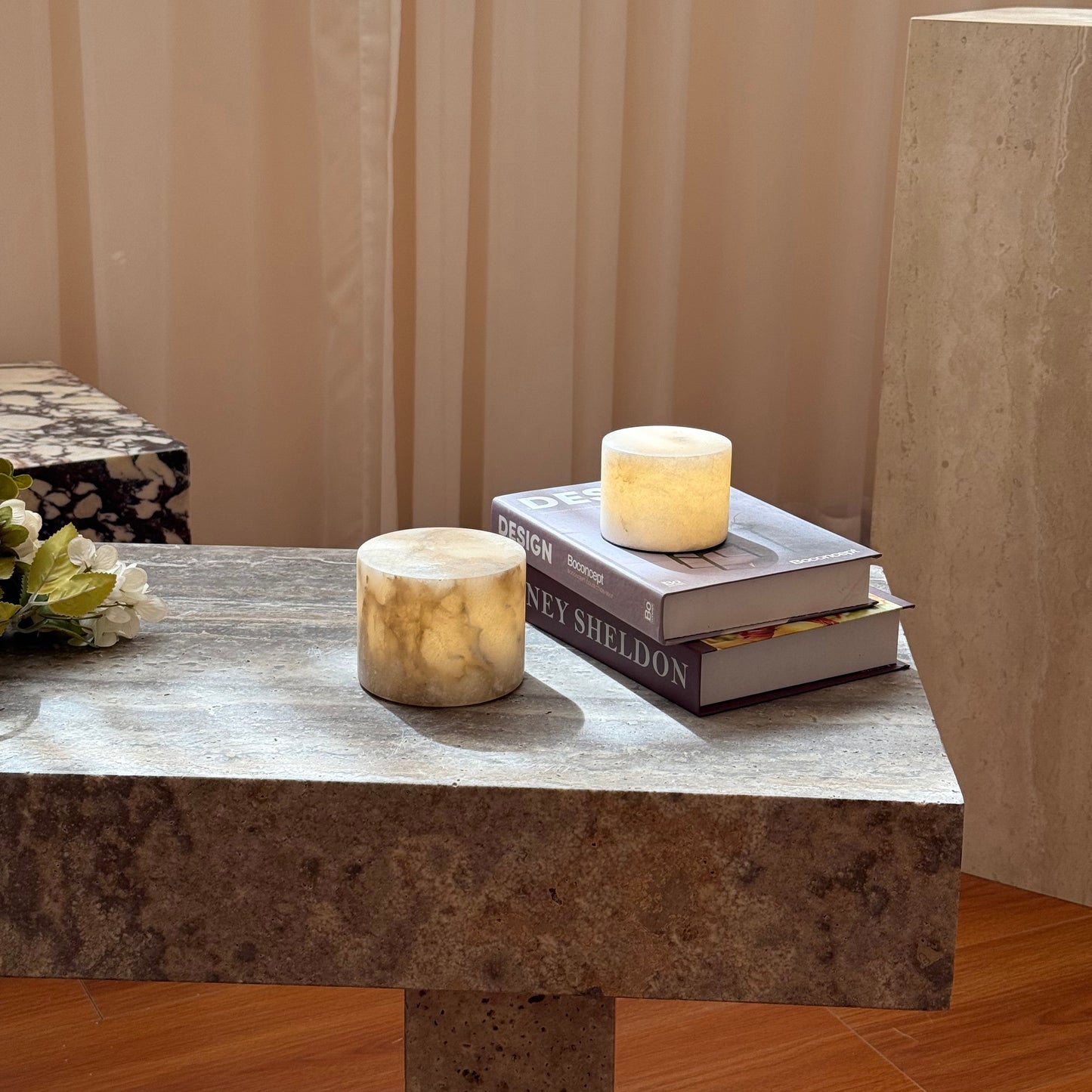 Sterno Alabaster Table Lamp (Built-in Battery)