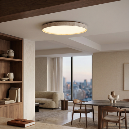 Ultra-thin Round Travertine Ceiling Lamp