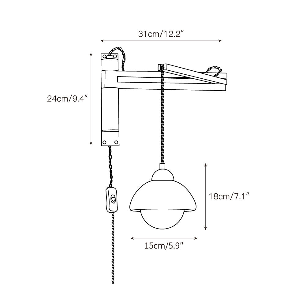 Riyn Travertine Swing Arm Plug-in Sconce