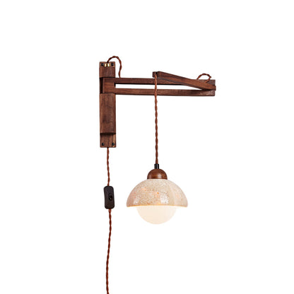 Riyn Travertine Swing Arm Plug-in Sconce