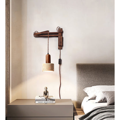 Riyn Travertine Swing Arm Plug-in Sconce