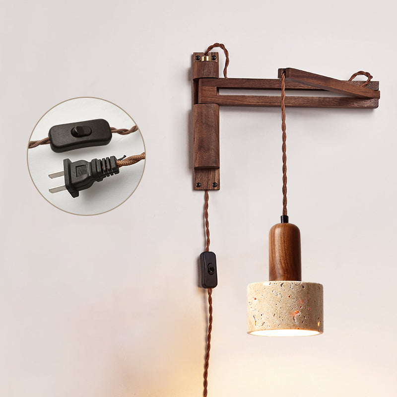 Riyn Travertine Swing Arm Plug-in Sconce