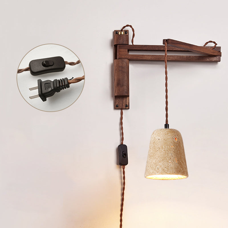 Riyn Travertine Swing Arm Plug-in Sconce