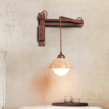 Riyn Travertine Swing Arm Plug-in Sconce
