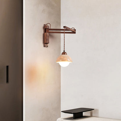 Riyn Travertine Swing Arm Plug-in Sconce