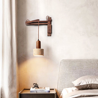 Riyn Travertine Swing Arm Plug-in Sconce
