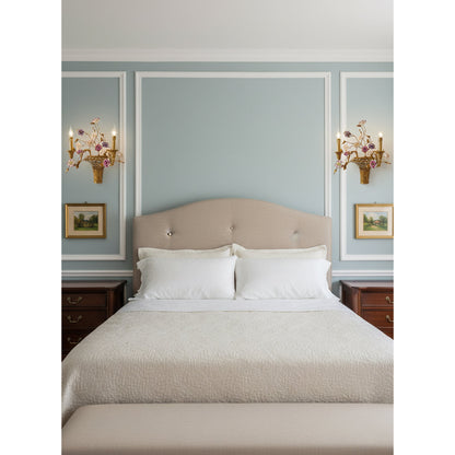 Tole Ceramic Flower Wall Lamp