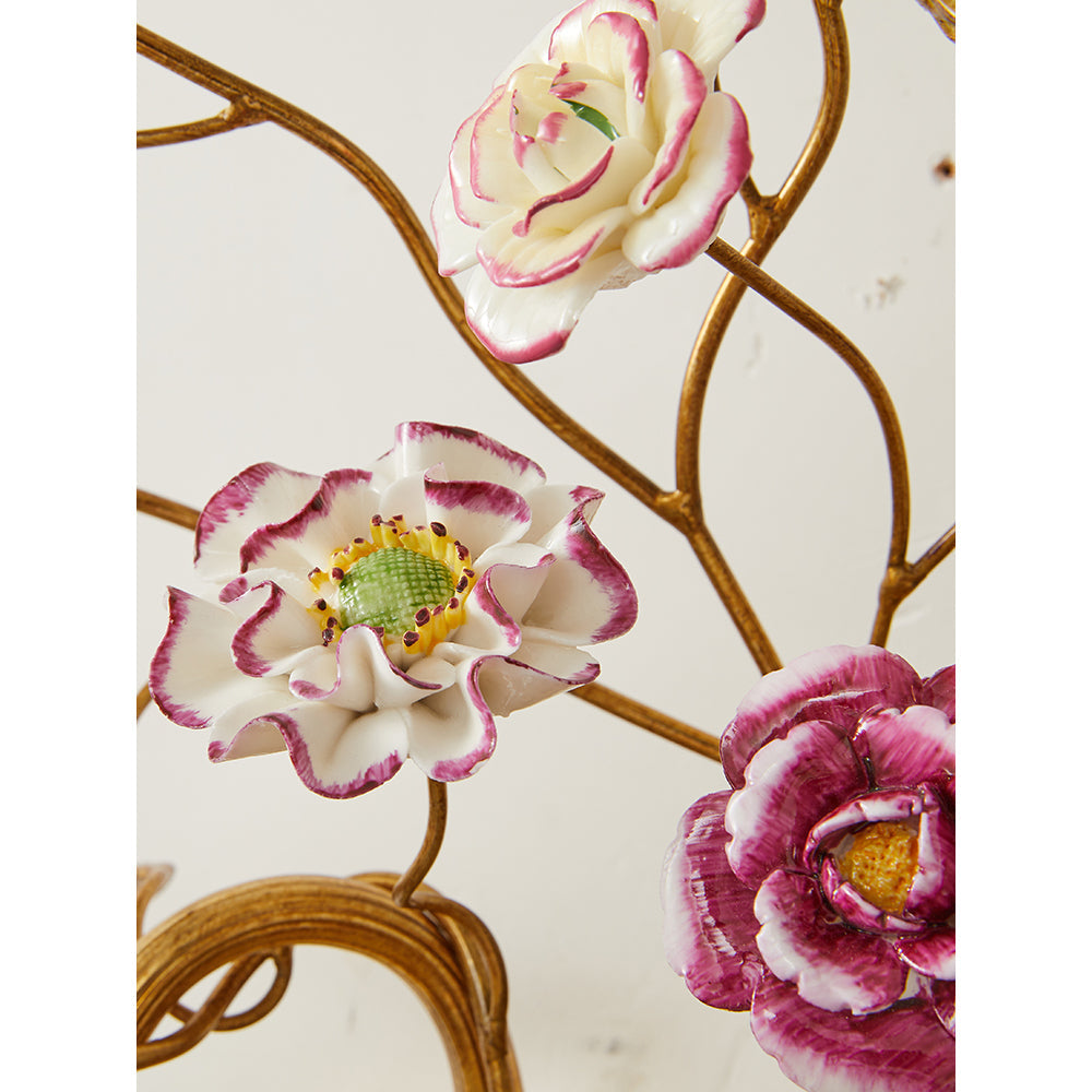 Tole Ceramic Flower Wall Lamp