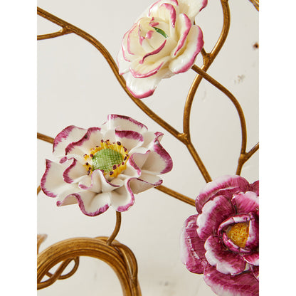 Tole Ceramic Flower Wall Lamp