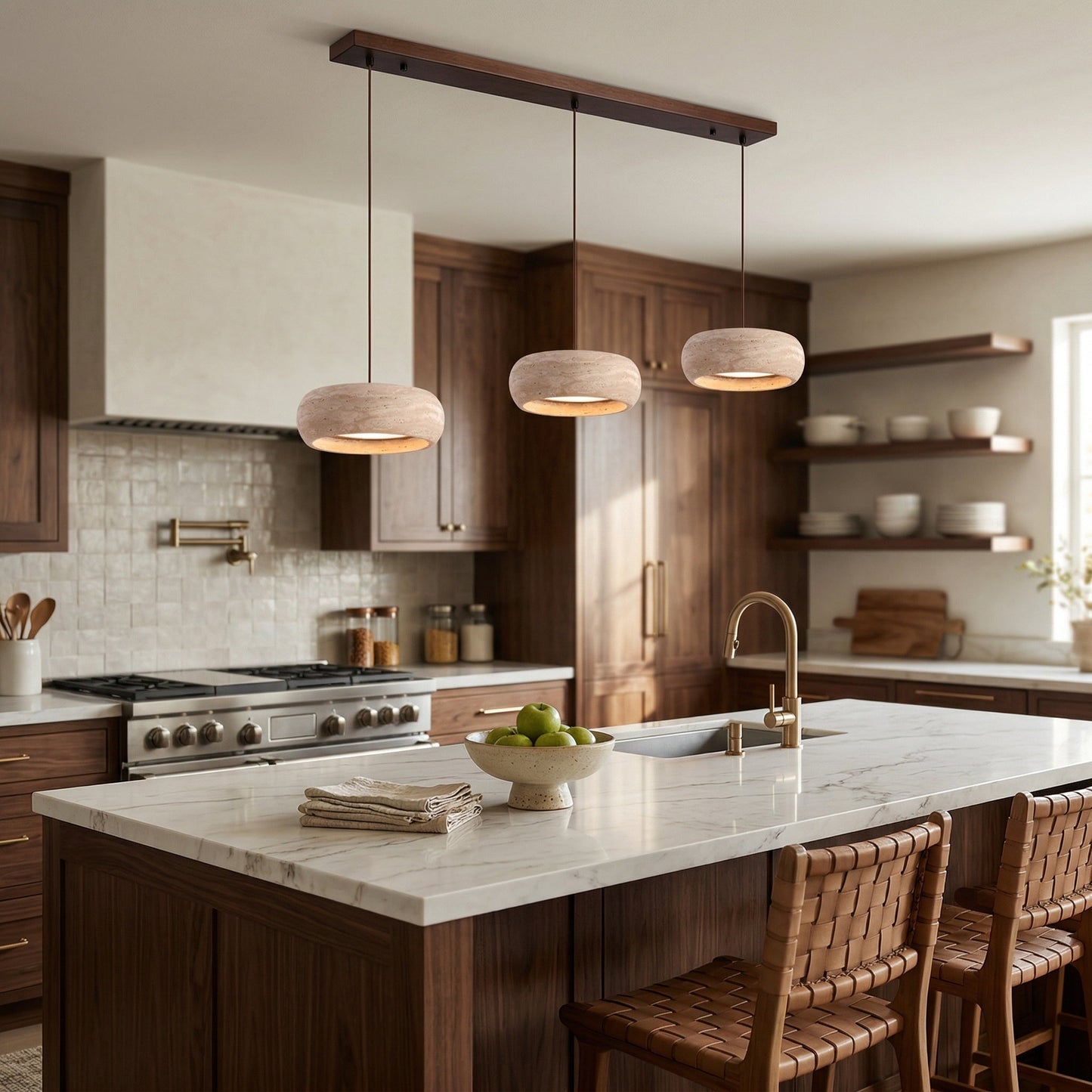 Travertine Drum Pendant Lamp