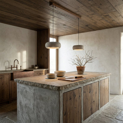Travertine Drum Pendant Lamp