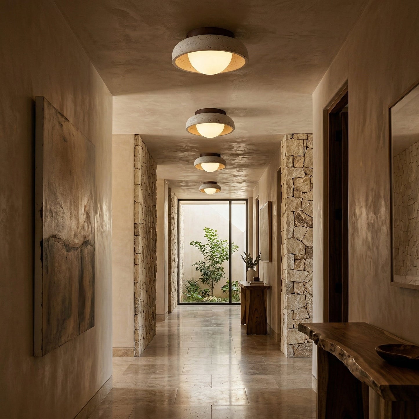 Doven Travertine Ceiling Lamp