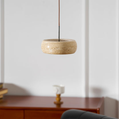 Travertine Drum Pendant Lamp