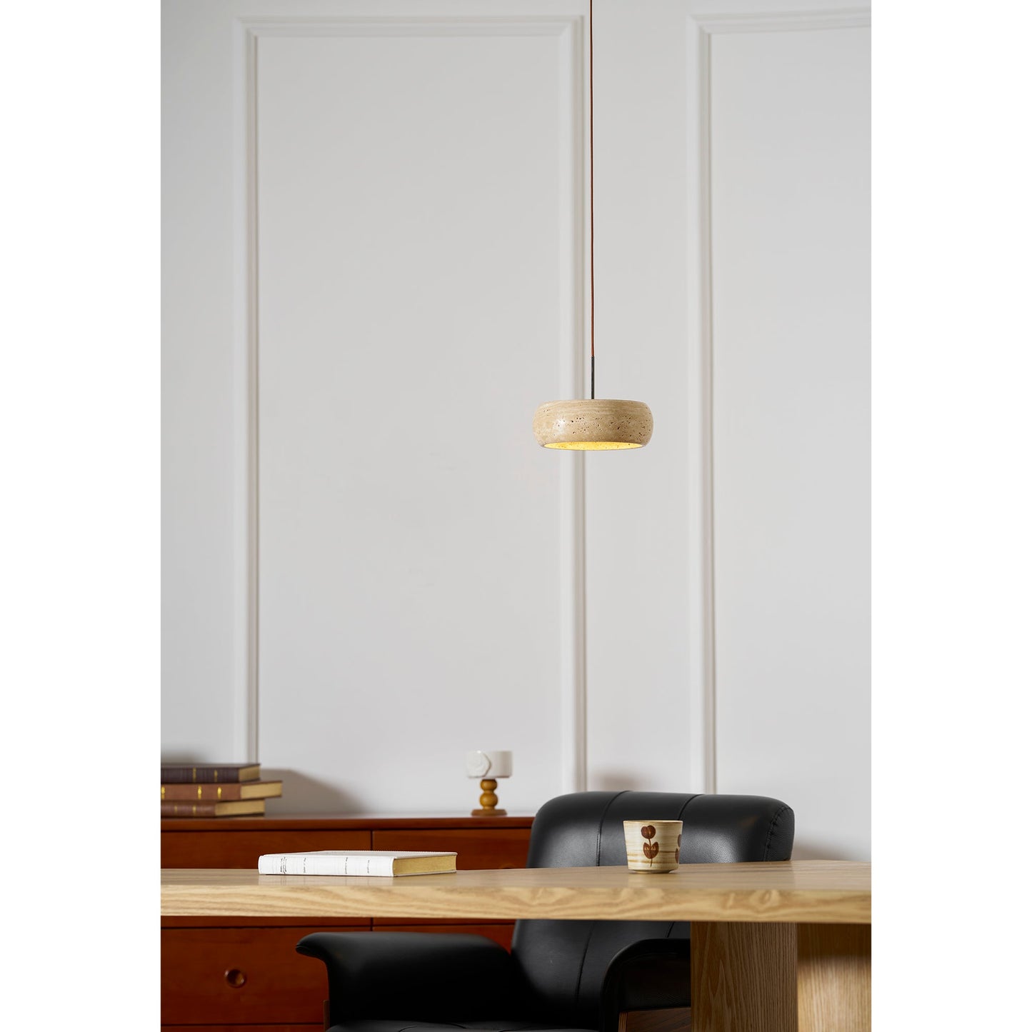 Travertine Drum Pendant Lamp