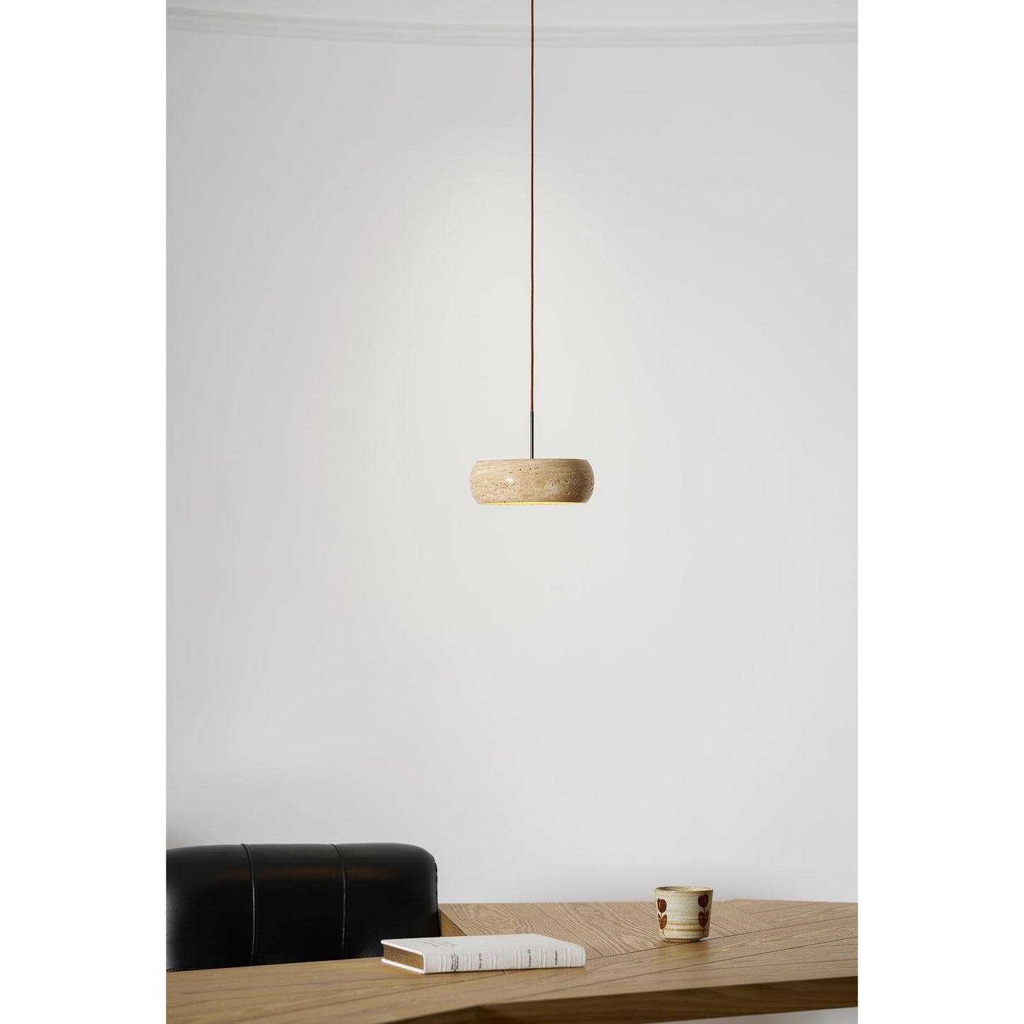 Travertine Drum Pendant Lamp