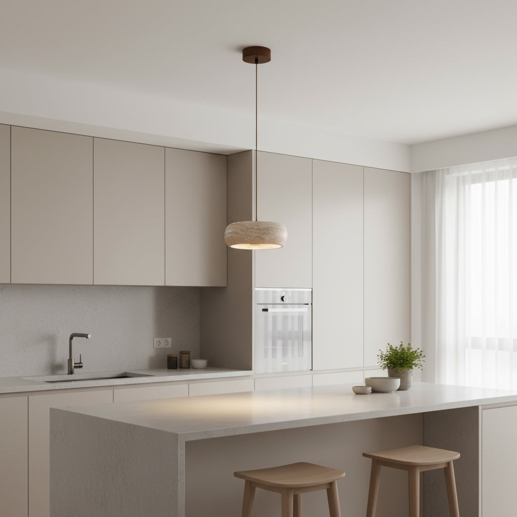 Travertine Drum Pendant Lamp