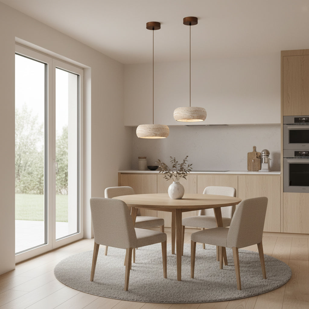 Travertine Drum Pendant Lamp