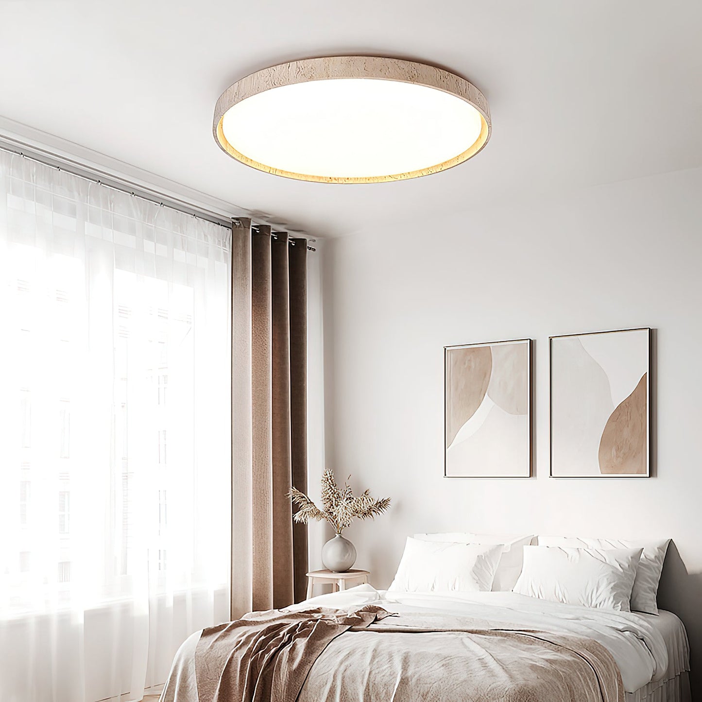 Ultra-thin Round Travertine Ceiling Lamp