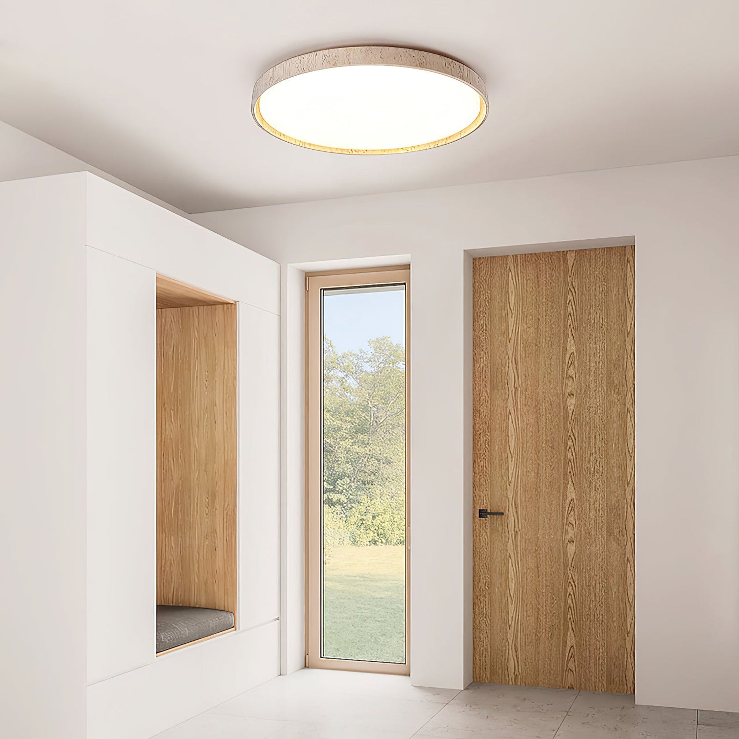 Ultra-thin Round Travertine Ceiling Lamp