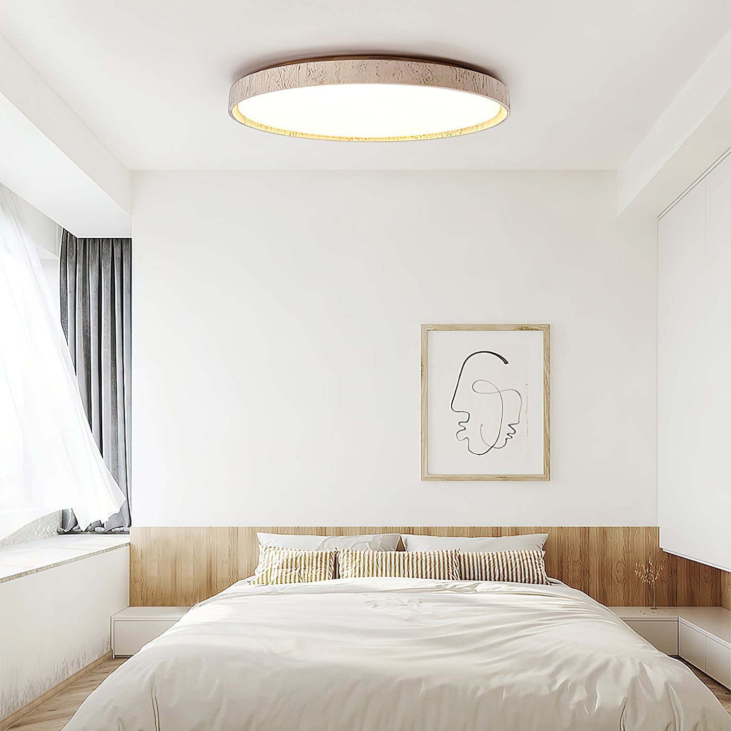 Ultra-thin Round Travertine Ceiling Lamp