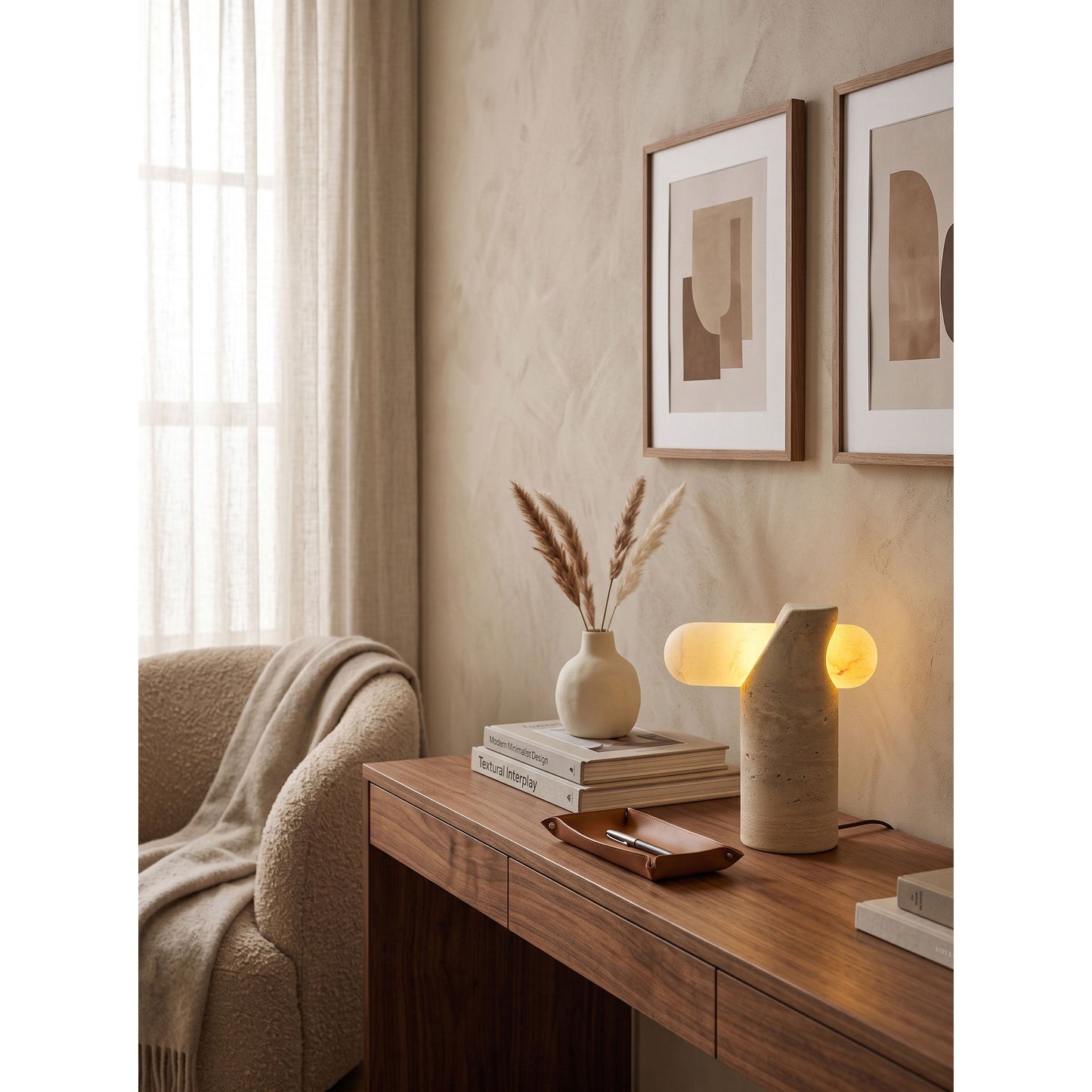VIA Travertine Table Lamp