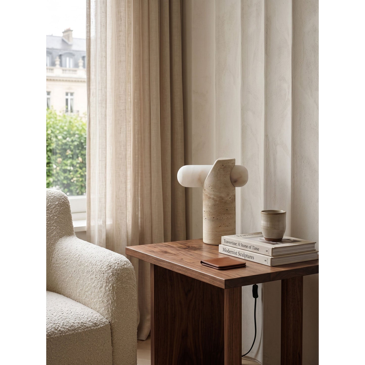 VIA Travertine Table Lamp