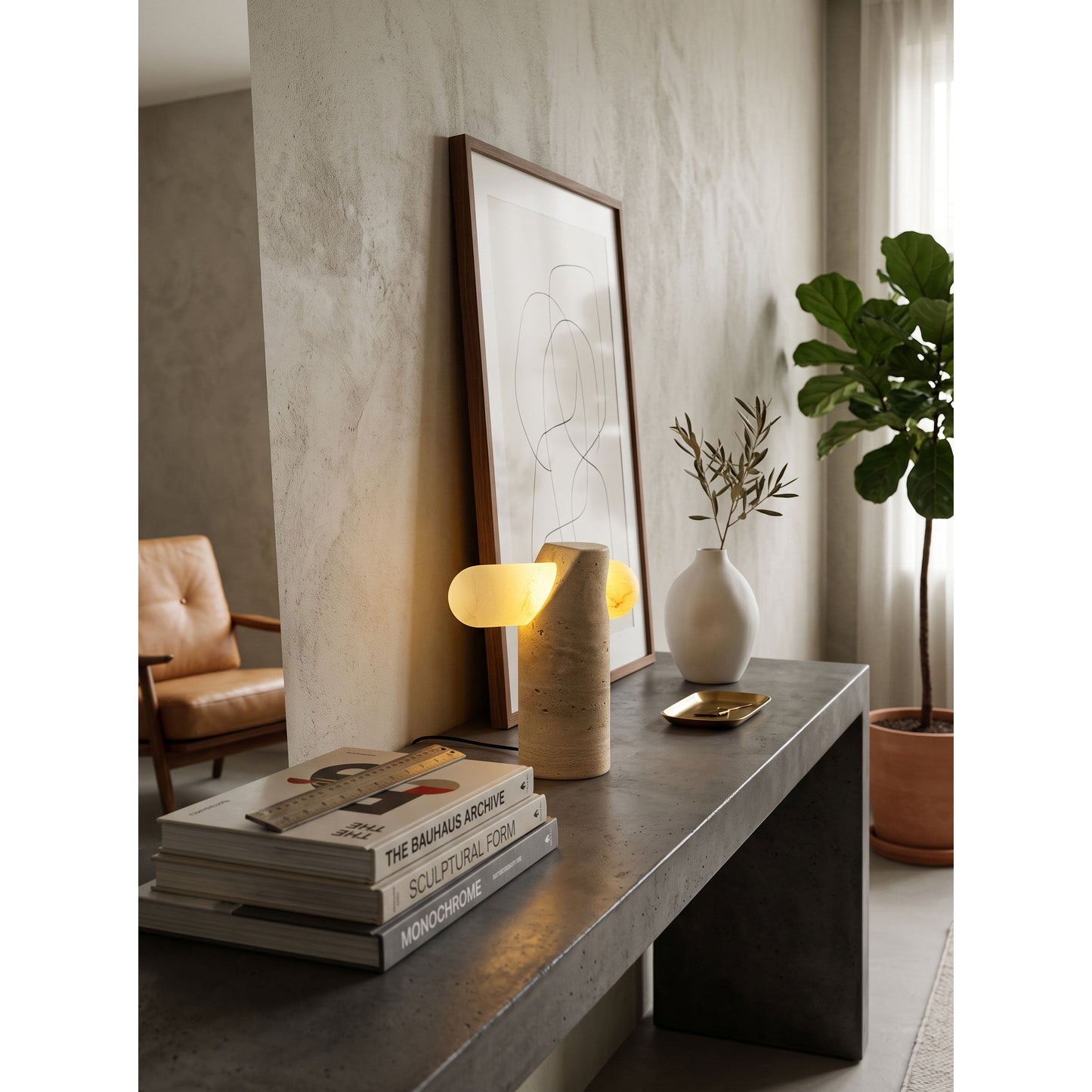 VIA Travertine Table Lamp