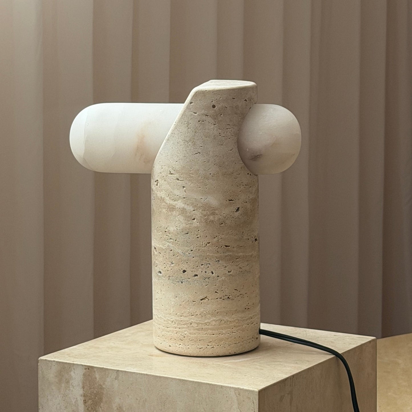VIA Travertine Table Lamp