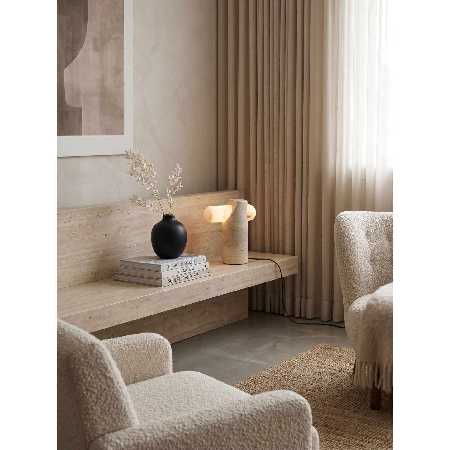 VIA Travertine Table Lamp