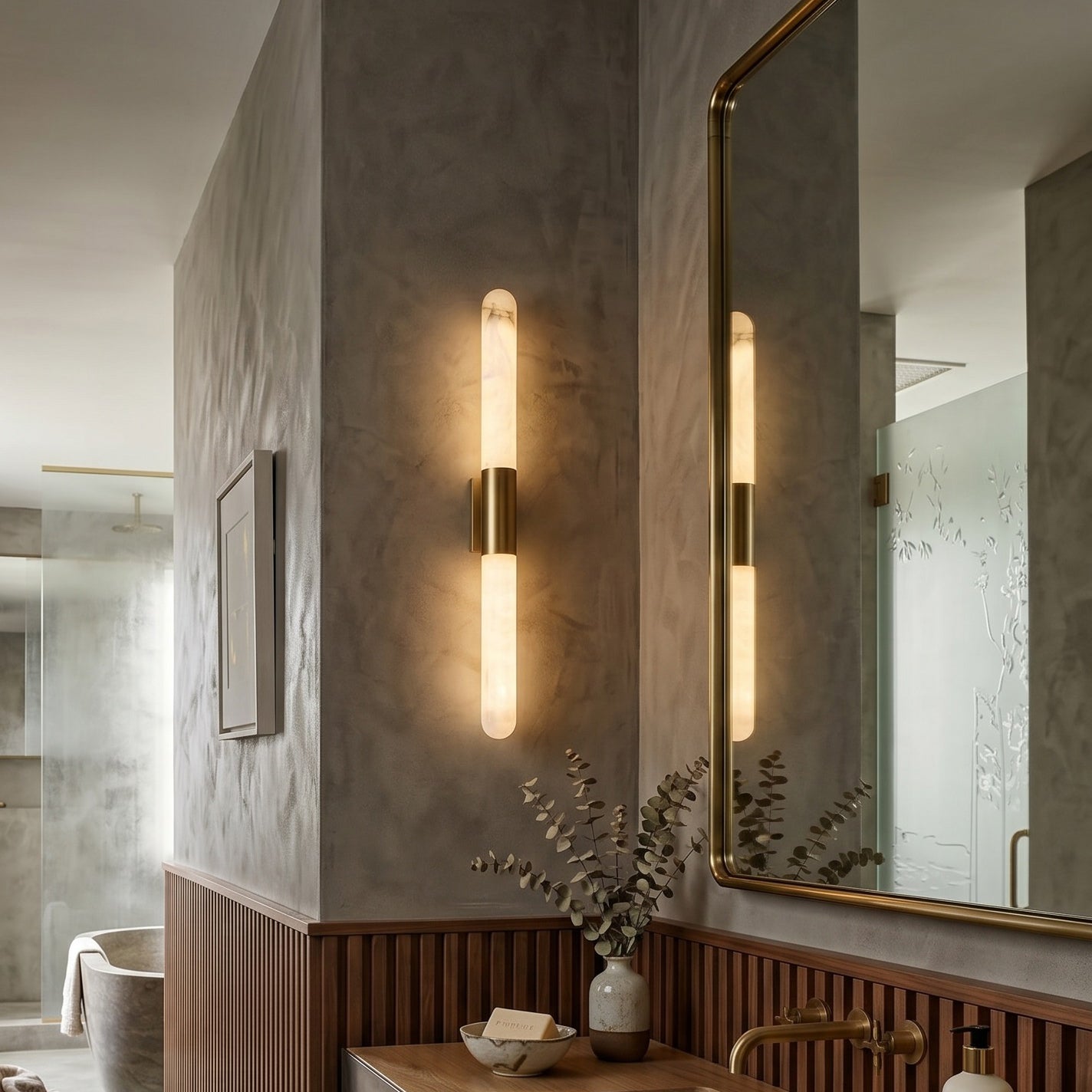 Velin Alabaster Tube Wall Sconce