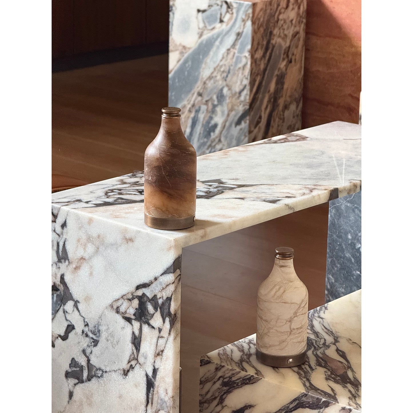 Wine Bottle Alabaster Table Lamp (Built-in Battery)