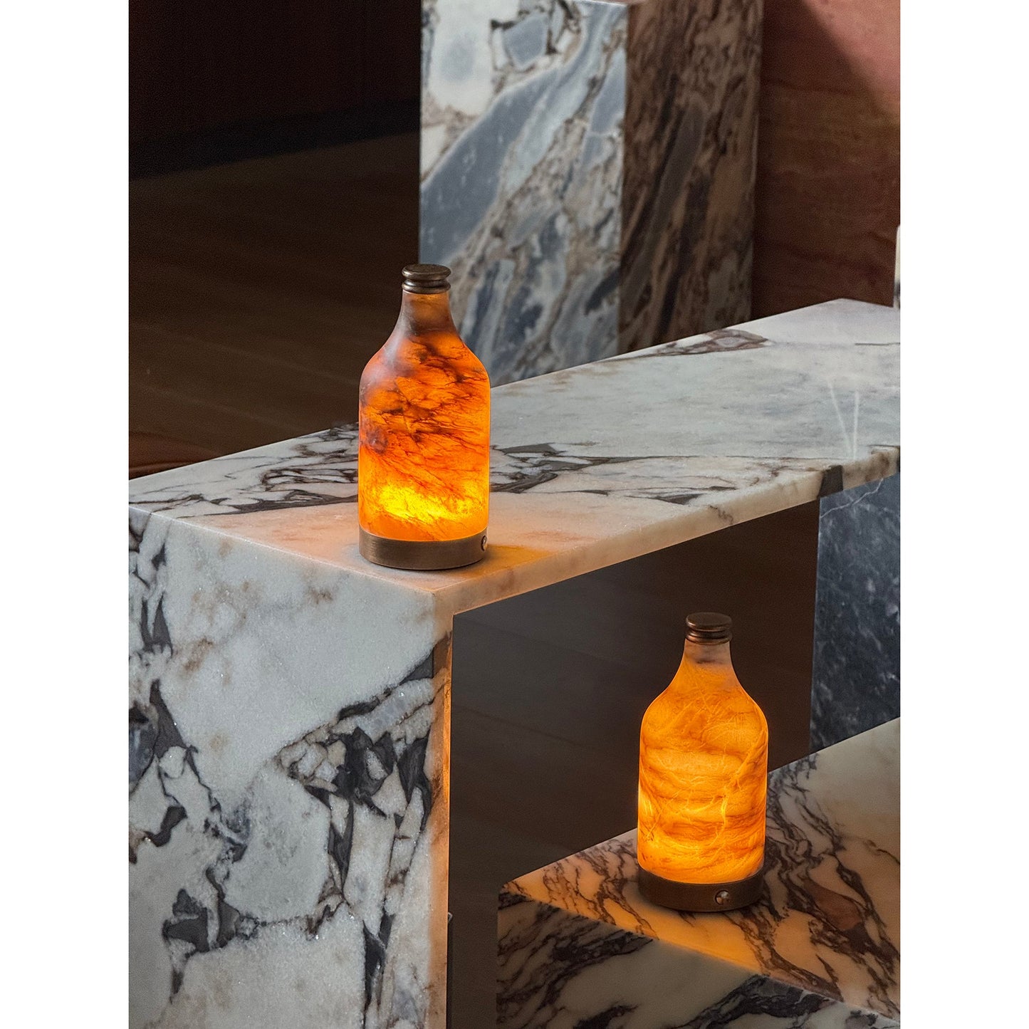 Wine Bottle Alabaster Table Lamp (Built-in Battery)