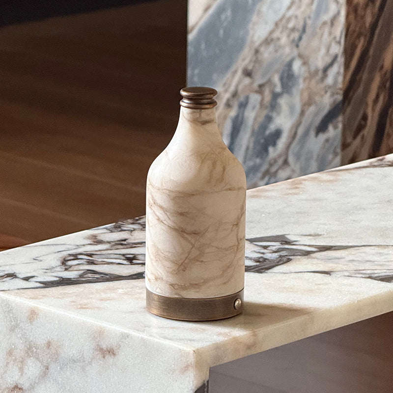 Wine Bottle Alabaster Table Lamp (Built-in Battery)
