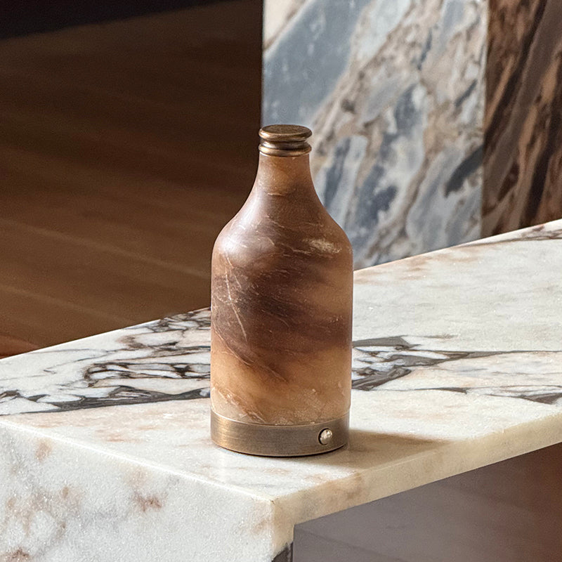 Wine Bottle Alabaster Table Lamp (Built-in Battery)