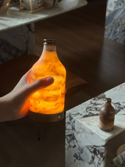 Wine Bottle Alabaster Table Lamp (Built-in Battery)