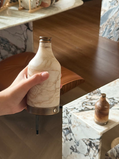 Wine Bottle Alabaster Table Lamp (Built-in Battery)