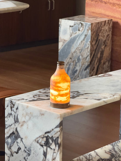 Wine Bottle Alabaster Table Lamp (Built-in Battery)