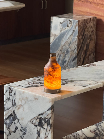 Wine Bottle Alabaster Table Lamp (Built-in Battery)
