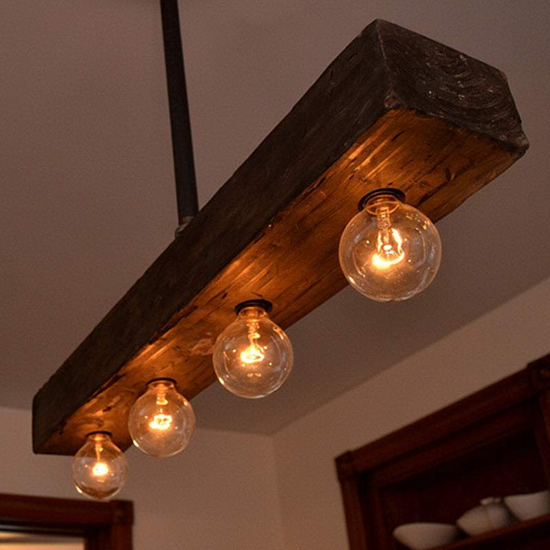 Wood-beam Island Chandelier