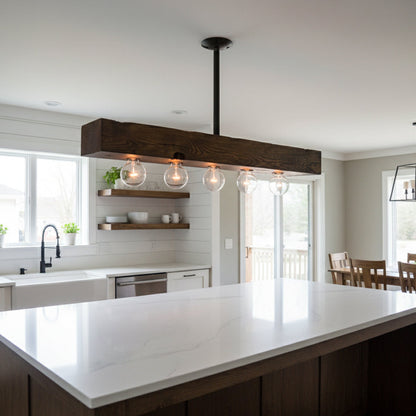 Wood-beam Island Chandelier