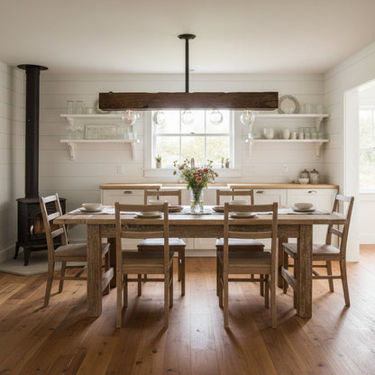 Wood-beam Island Chandelier