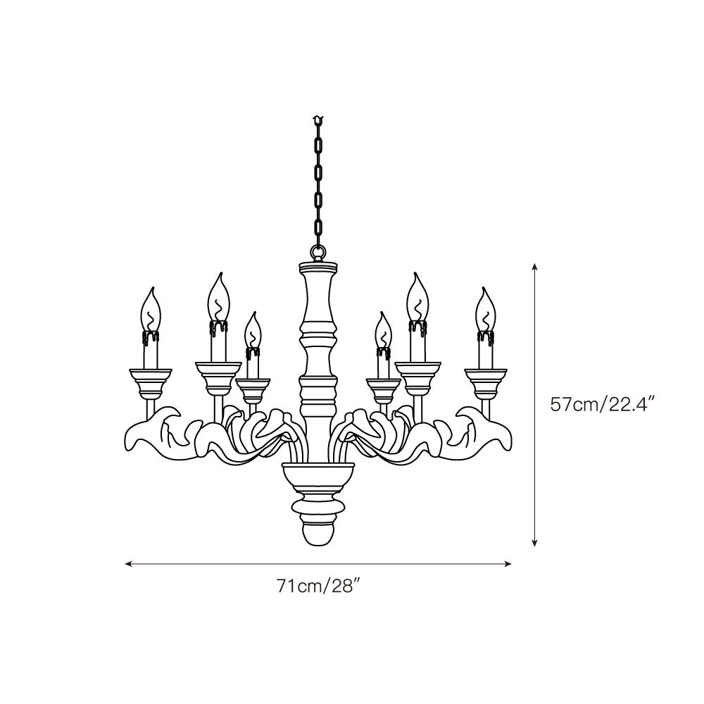 Wooden Roman Column Chandelier